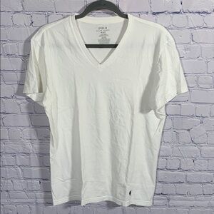 Polo Ralph Lauren Mens V-Neck Short Sleeve Shirt White Size S Minimalist Preppy